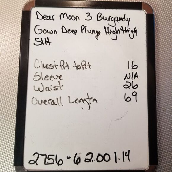 Dear Moon 3 Dress Gown Burgundy Deep V Neck High Slit Stretch Padded Cup Prom - Picture 9 of 9